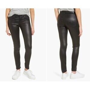 AG Jeans Women's Black Coated Skinny Jeans